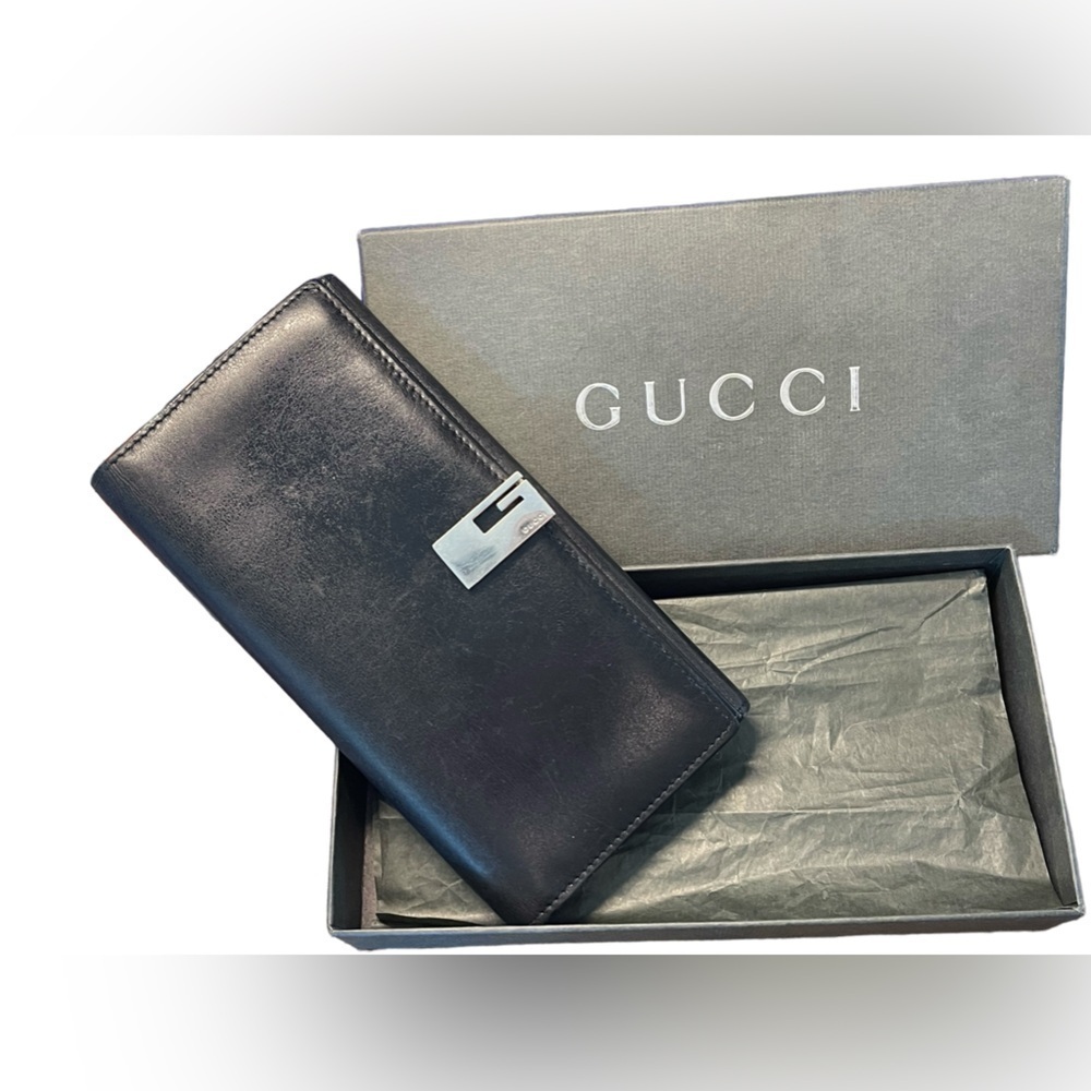 GUCCI Black Lambskin Leather Wallet